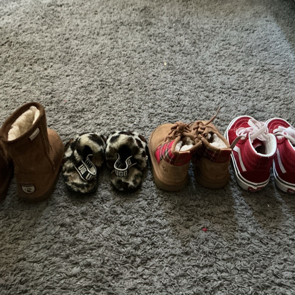 UGG Tan Kids Boots with Plaid Accent